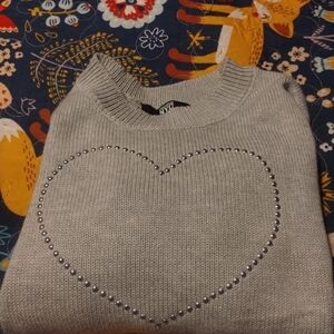 Elegant Gray Heart Sweater